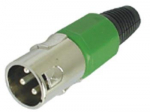 3P MALE XLR PLUG - NICKEL - GREEN