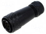 Connector: circular | plug | male | PIN: 9 | IP67 | SA20 | 8&divide;12mm | 5A | 500V