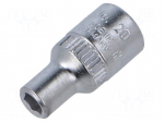Socket spanner | 4.5mm | 1/4" | tool steel | Plating: chromium | L: 25mm