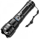 LED Flashlight Elight Tactical USB Flashlight XHP50 1500LM Waterproof 18650 Battery Long Range Black