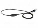 Cable | 2x0.75mm2 | CEE 7/16 (C) plug,wires | PVC | 1.5m | with switch