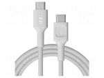 Cable | USB 2.0 | USB C plug,both sides | 2m | white | 480Mbps | textile