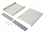 Enclosure: with panel | X: 140mm | Y: 190mm | Z: 40mm | ABS | light grey