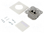 Wall socket | white | plaster embedded | IEEE 802.3at | Cat 6a | 8p8c