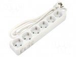 Extension lead | 3G1.5mm2 | 1.5m | PVC | white | Sockets no: 6 | 16A