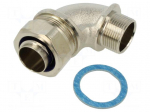90&deg; angled connector | Thread: metric,non-swivel,outside | brass