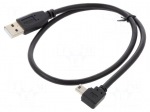 Cable | USB 2.0 | USB A plug,USB B mini plug 90&deg; left/right | 0.5m