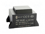 Transformer: encapsulated | 20VA | 230VAC | 18V | 1111.1mA | IP00 | 600g