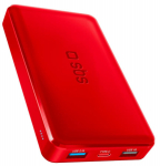Energy storage SBS 10000mAh 10W Red USB 2.1A 10W, USB 1A 5W, USB-C 2.1A