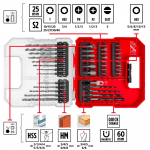 Einhell-KWB bit and drill set for wood, stone and metal in L-CASE, 40 pieces, drill & bit set