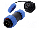 Connector: circular | male + female | PIN: 3 | 3A | IP67 | 500V