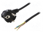 Cable | SCHUKO plug,CEE 7/7 (E/F) plug angled,wires | 5m | black