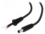 Cable | wires,DC 5,5/1,7 plug | straight | 1mm2 | black | 1.5m