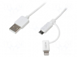 Cable | USB A plug,USB B micro plug,Apple Lightning plug | 1m