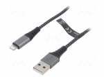 Cable | USB 2.0 | Apple Lightning plug,USB A plug | 1m | 480Mbps