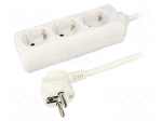 Plug socket strip: supply | Sockets: 3 | 230VAC | 16A | white | 1.4m