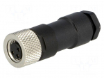 Connector: M8 | female | PIN: 3 | 4A | 60V | IP67 | Nano-Change | straight