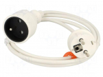 Extension lead | 3x1mm2 | 1.5m | PVC | white | Sockets no: 1 | 10A