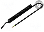 Wire: coiled | 7x0.15mm2 | unshielded | PUR | black | 300V | 1m | 4m