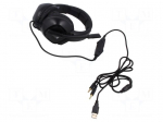 Headphones with microphone | black | Jack 3,5mm x2,USB A | 2m | 32&Omega;
