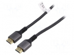 Cable | HDMI plug,both sides | textile | HDMI 2.1 | 1m | black