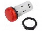 Control lamp | 22mm | Platinum | 230VAC | Kind: flat | red | polyamide