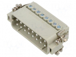Connector: HDC | contact insert | male | CDA | PIN: 16 | 16A | 600V | 16+PE