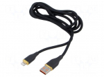 Cable | USB 2.0 | Apple Lightning plug,USB A plug | 1.5m | black