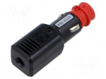 Cigarette lighter plug | screw terminal | Sup.volt: 12&divide;24VDC | 15A
