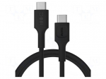 Cable | USB 2.0 | USB C plug,both sides | 1.2m | black | 480Mbps | 100W