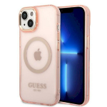 Guess GUHMP14MHTCMP Hardcase Gold Outline Translucent MagS for iPhone 14 Plus/15 Plus 6.7" / pink