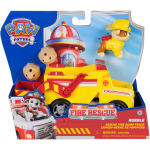 Spin Master Paw Patrol Fire Rescue - Rubble's Rescue Truck, Toy Vehicle with Shovel and Missiles and Rubble Dog Figure