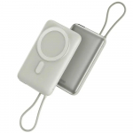 Bazic Fusion Mag ārējais akumulators (powerbank) | 10000 mAh | 22W | USB-C, MagSafe | LED ekrāns | pelēks