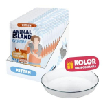 ANIMAL ISLAND Everyday Kitten Turkey and veal in broth Box - wet cat food - 12x85g + free plate
