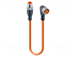 Cable: for sensors | M12 | PIN: 4 | 0.3m | plug | 30VDC | 4A | Cores: 4