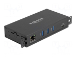 Hub USB | RJ45 socket,USB A socket x3,USB C socket | black | 60W
