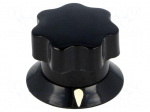 Knob | with pointer | ABS | &Oslash;shaft: 6mm | &Oslash;19x16mm | black | Shaft: smooth