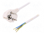 Cable | SCHUKO plug,CEE 7/7 (E/F) plug angled,wires | 1m | white