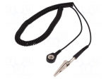 Coiled ground cord with press stud | ESD | 1M&Omega; | 3m