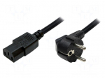 Cable | CEE 7/7 (E/F) plug angled,IEC C13 female | 1.8m | black