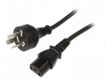 Cable | 3x0.75mm2 | IEC C13 female,IRAM 2073 plug | PVC | 1.8m | black