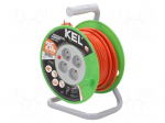 Extension lead | 3x1.5mm2 | 25m | PVC | orange | Sockets no: 4 | reel | 16A