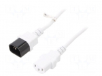 Cable | 3x0.75mm2 | IEC C13 female,IEC C14 male | PVC | 1m | white | 10A
