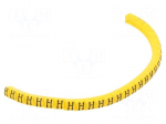 Marker: cable | Marking: H | 1.3&divide;3mm | PVC | yellow | leaded | PA-02 | L: 3mm