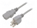 Cable | 3x18AWG | IEC C13 female,NEMA 5-15 (B) plug | PVC | 1.8m