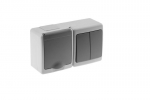 BETA block surface switch 1+1 + socket with grounding and cover grey IP44