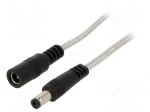 Cable | 2x0.5mm2 | DC 5,5/2,1 plug,DC 5,5/2,1 socket | straight