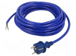 Cable | 3x1.5mm2 | CEE 7/7 (E/F) plug,wires | PUR | 10m | blue | 16A