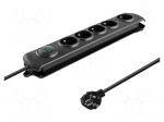Plug socket strip: protective | Sockets: 5 | 230VAC | 10A | black