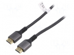 Cable | HDMI plug,both sides | textile | HDMI 2.1 | 2m | black